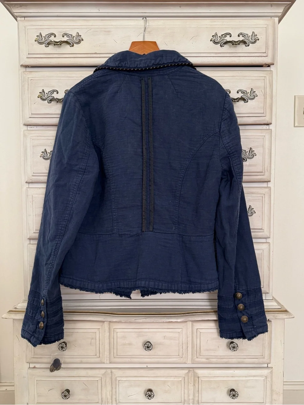 Free People Night Sky Cadet Military Linen Blazer Jacket